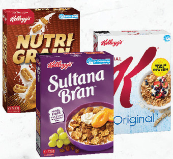 Drakes Kellogg's coco pops 650g, nutri-grain 500g, special k 535g or sultana bran 730g offer