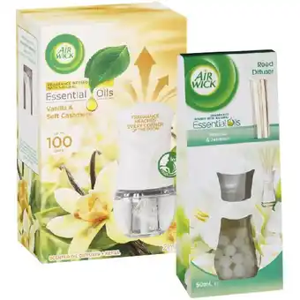 Woolworths Air Wick Essential Oils Plug In Diffuser 19-21ml or Reed Diffuser 50ml offer