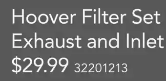 Godfreys Hoover filter set exhaust and inlet offer