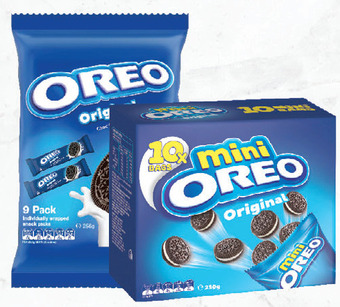 Drakes Mini oreo biscuits 10 pack 230g or original snack pack 9 pack 256g offer