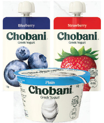 Drakes Chobani greek yogurt pouch 140g or yoghurt 170g offer