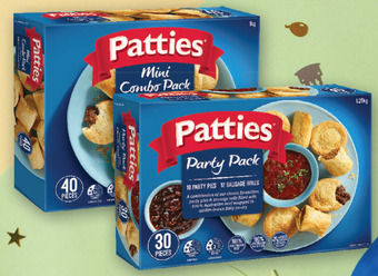 Drakes Patties mini combo pack 40 pieces 1kg or party pack 30 pieces 1.25kg offer