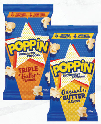 Drakes Poppin microwave popcorn 85g - 100g offer