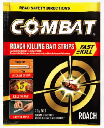 Combat roach killing baiting strips 10 pack 20g or antrid gel baits 4x5g