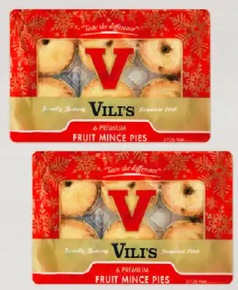Drakes Vili's premium fruit mince pies 6 pack 270g offer