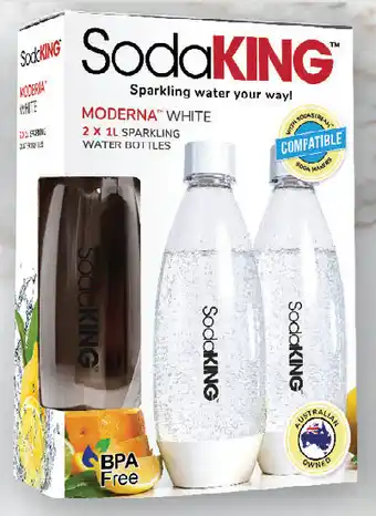 Drakes Sodaking moderna white twin pack 1lt offer