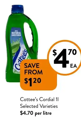 Foodworks Cottee's Cordial offer