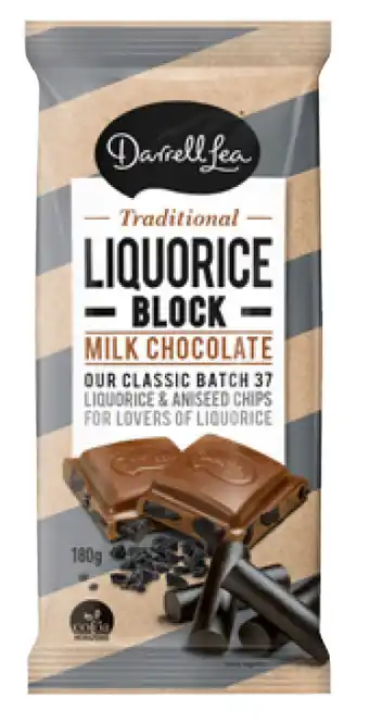 BIG W Darrell lea liquorice milk chocolate block 180g offer