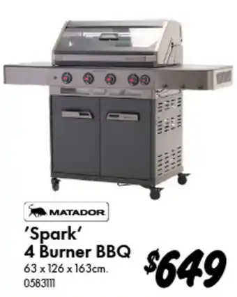 Bunnings 'Spark' 4 Burner BBQ offer