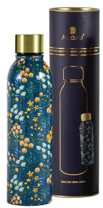 Flowering fields drink bottle 500ml - blue