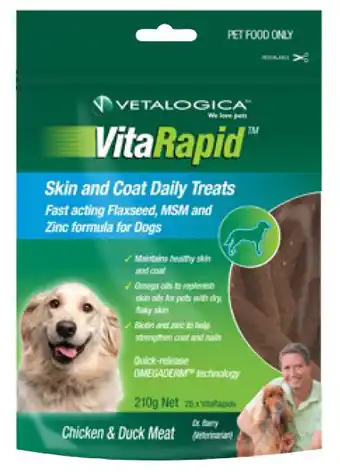 Vetalogica vitarapid dog skin & coat treats 210g