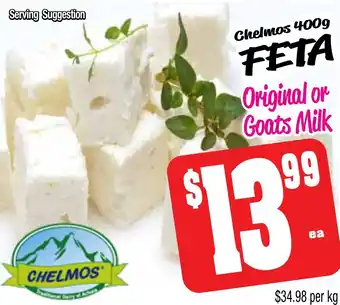 Farmer Jack's Chelmos FETA Original or Goats Milk offer