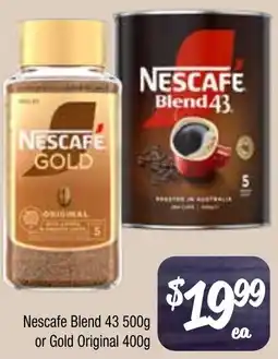 Farmer Jack's Nescafe Blend 43 or Gold Original offer