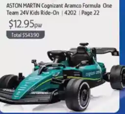 Chrisco Hampers Aston Martin Cognizant Aramco Formula One Team 24V Kids Ride-On offer