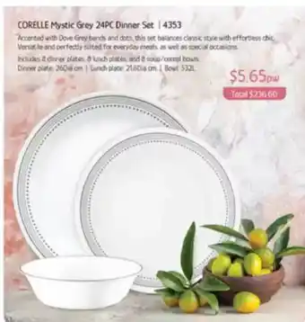 Chrisco Hampers Corelle Mystic Grey 24PC Dinner Set offer