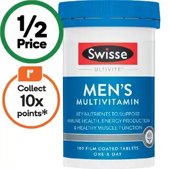 Woolworths Swisse Ultivite Men's Multivitamin Tablets Pk 100^ offer