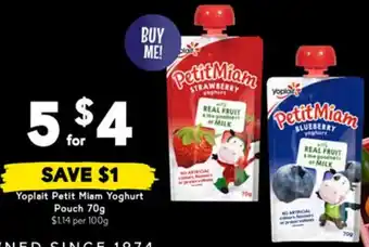 Drakes Yoplait Petit Miam Yoghurt Pouch offer