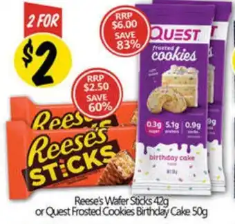 NQR Reese's Wafer Sticks or Quest Frosted Cookies Birthday Cake offer