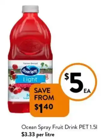 Foodworks Ocean Spray Fruit Drink PET offer