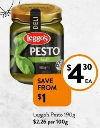 Foodworks Leggo's Pesto offer