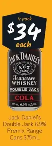 Cellarbrations Jack Daniel's Double Jack 6.9% Premix Range Cans offer