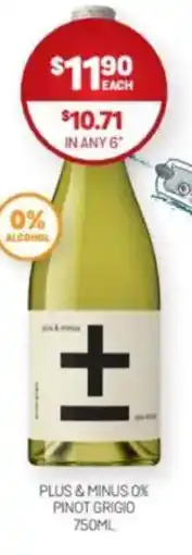 Harry Brown Plus & minus 0% pinot grigio offer