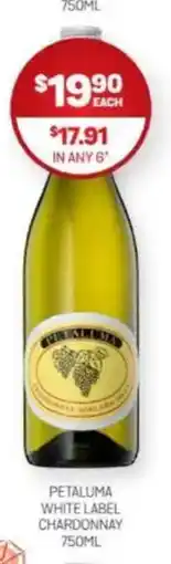 Harry Brown Petaluma white label chardonnay offer