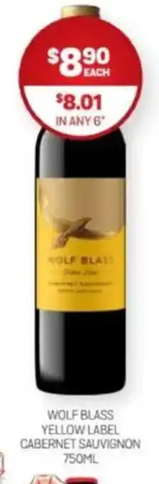 Harry Brown Wolf blass yellow label cabernet sauvignon offer