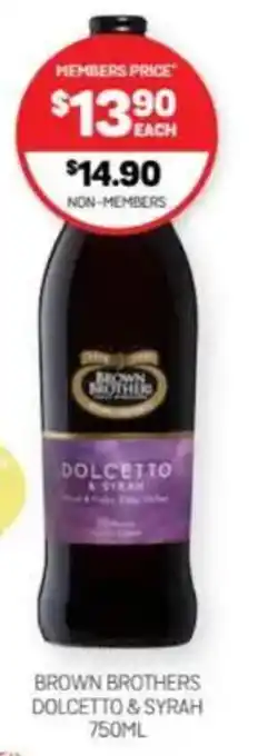 Harry Brown Brown brothers dolcetto & syrah offer