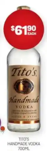 Harry Brown Tito's handmade vodka offer