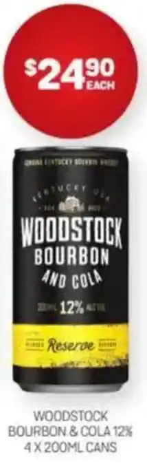 Harry Brown Woodstock bourbon & cola offer