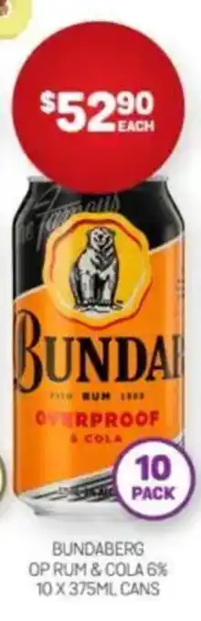 Harry Brown Bundaberg op rum & cola offer