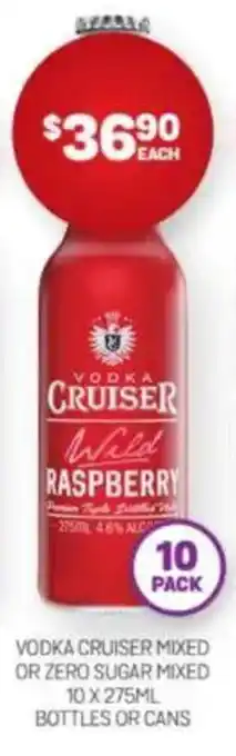 Harry Brown Vodka cruiser mixed or zero sugar mixed offer