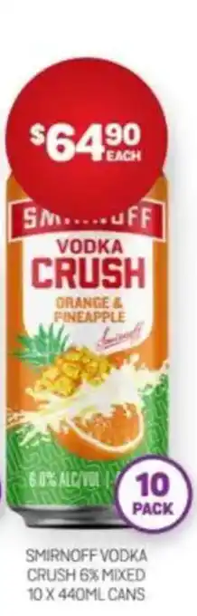 Harry Brown Smirnoff vodka crush offer