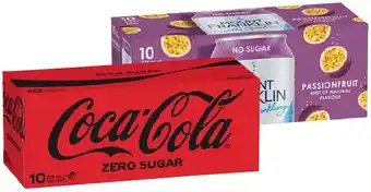 IGA Coca‑Cola, Sprite, Fanta or Mount Franklin Lightly Sparkling Water 10x375mL Selected Varieties offer