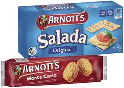 IGA Arnott's Salada Crackers 250g, Cream Biscuits 200‑250g or Tina Wafer 200g Selected Varieties offer