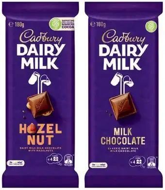 IGA Cadbury Chocolate Block 150‑190g Selected Varieties offer