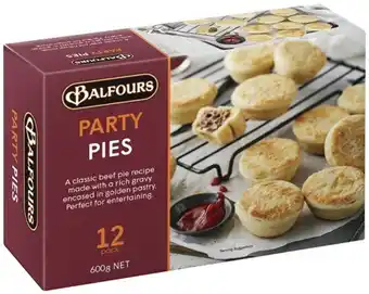 IGA Balfours Party Pies, Sausage Rolls or Pasties 12 Pack offer