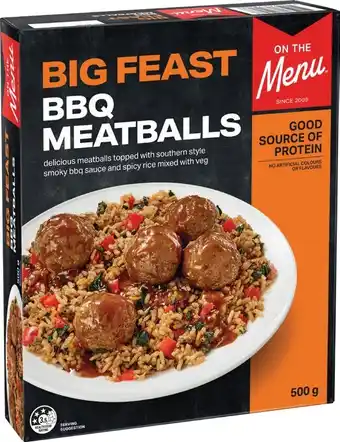 IGA On The Menu Big Feast Frozen Meal 480‑500g Selected Varieties offer