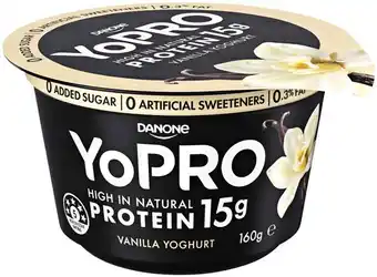 IGA Danone YoPRO Protein 15g Yoghurt 160g Selected Varieties offer