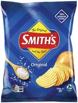 IGA Smith's Crinkle Cut 150‑170g or Double Crunch 150g Chips Selected Varieties offer