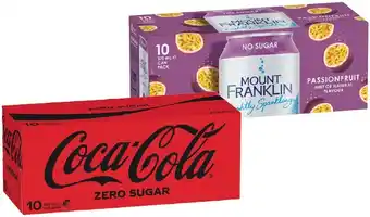 IGA Coca‑Cola, Sprite, Fanta or Mount Franklin Lightly Sparkling Water 10x375mL Selected Varieties offer