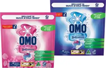 IGA OMO Active 3 in 1 or Laundry Capsule with Comfort 17 Pack offer