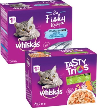 Coles Whiskas Oh So or Tasty Trios Cat Food 12x85g offer