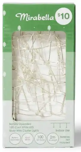 BIG W Mirabella battery operated 2m 100 led 1.5w wire copper cluster lights offer