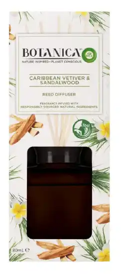 Botanica caribbean vetiver & sandalwood reed diffuser 80ml