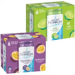 Woolworths Mount Franklin Lightly Sparkling Water Varieties 6 x 250ml offer