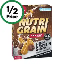 Woolworths Kellogg’s Nutri-Grain High Protein Choc Malt 500g offer