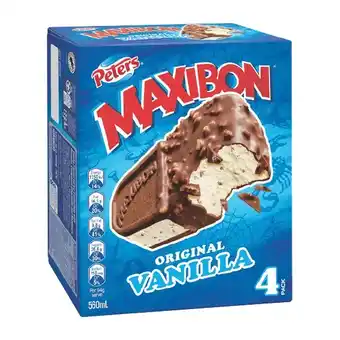 Woolworths Peters Maxibon 560ml Pk 4 offer