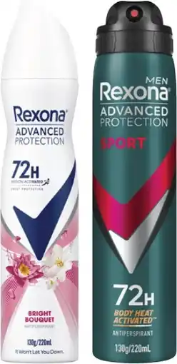 Coles Rexona Advanced 72Hr Antiperspirant Aerosol Deodorant 220mL offer